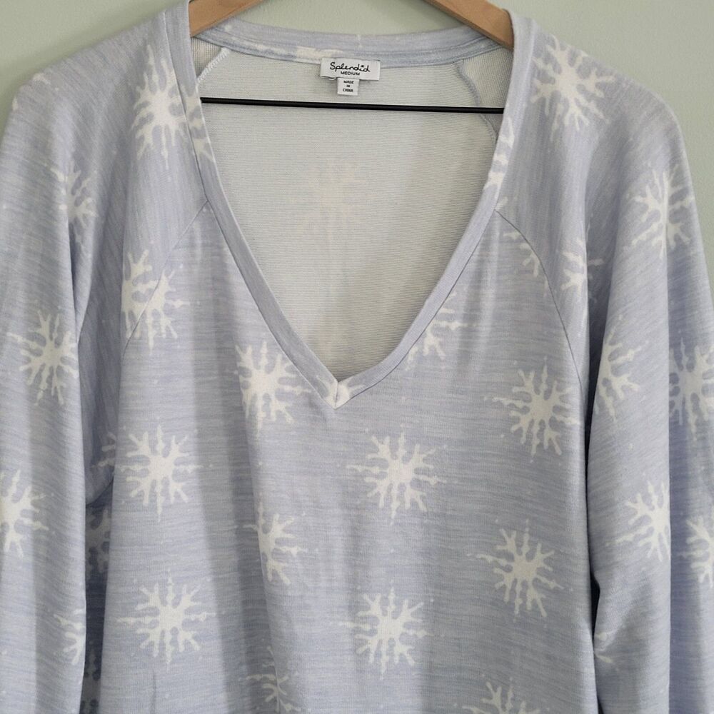 Splendid Lounge Top Womens Medium Zaria V Neck Long Sleeve Pajama PJ Soft Cozy